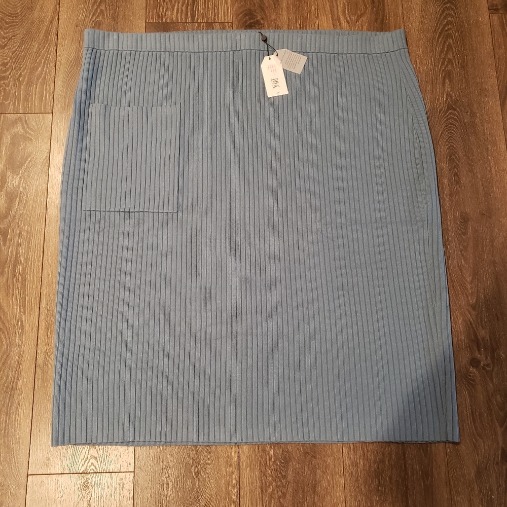 Universal Standard Flora Knit Skirt With Pocket Blue Shadow 3X